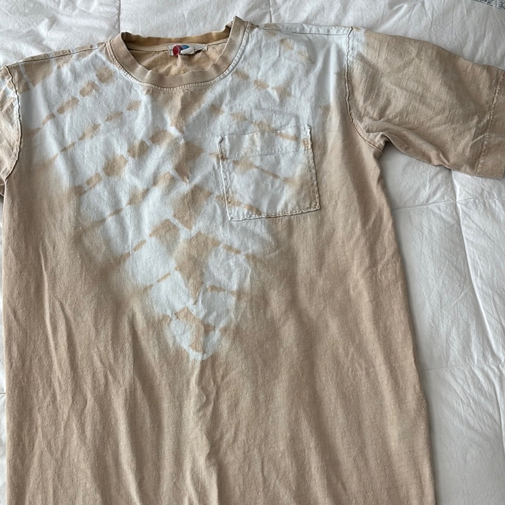 Tan Tie-Dye Midi Dress